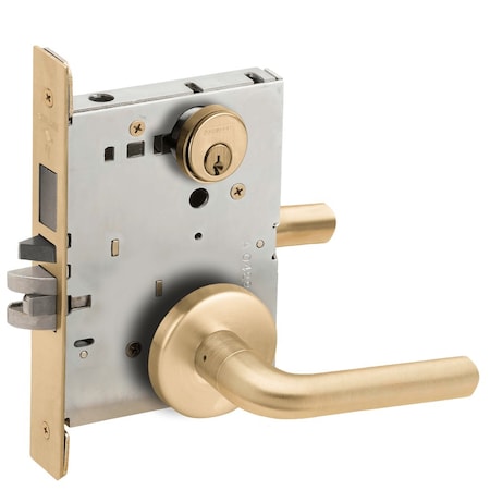 Schlage Entrance Mortise Lock with Deadbolt, 02B Design, Satin Brass L9453P 02B 606